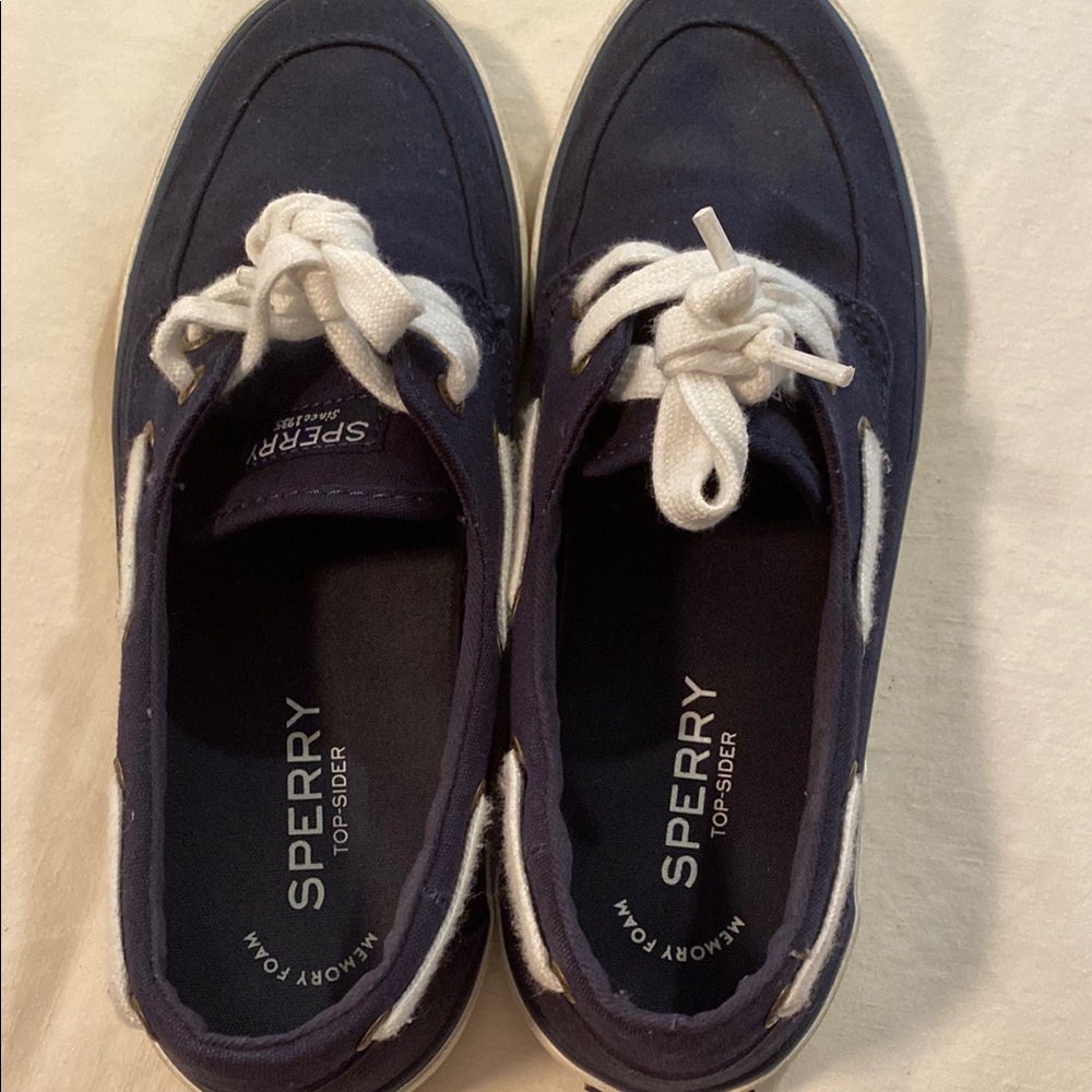 Sperry Dark Blue Canvas Shoes with White Accents
